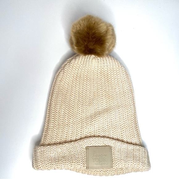 Love Your Melon Neutral Knit Pom Beanie - Picture 1 of 8